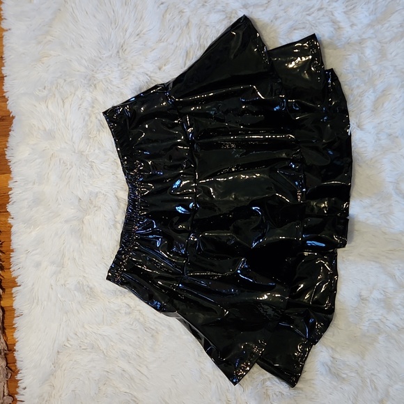 Hot Topic Social Collision Black Faux Leather Lace-Up Tiered Skirt - Picture 10 of 10